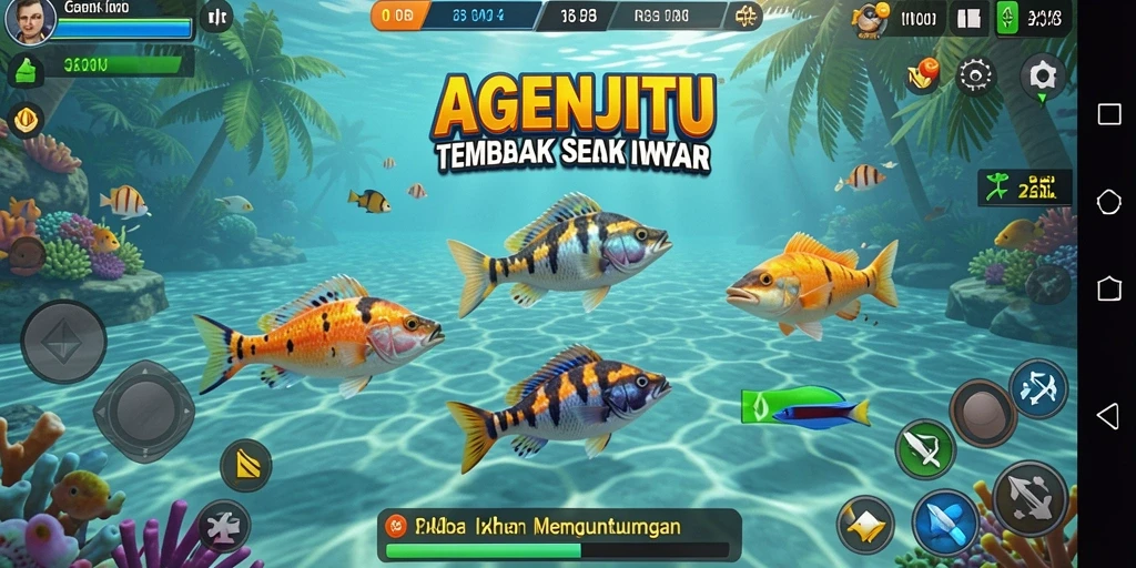 Screenshot AGENJITU menampilkan aksi seru menangkap ikan di laut.