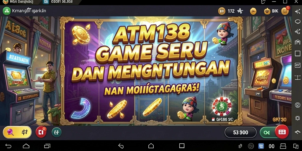Screenshot gameplay ATM138 dengan slot yang menarik dan efek suara yang mendebarkan.