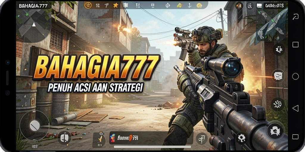 Screenshot BAHAGIA777 menampilkan aksi tembak-menembak yang intens.