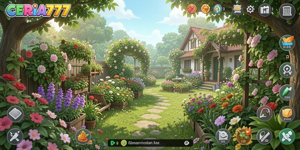 Screenshot CERIA777 menampilkan suasana kebun yang indah.
