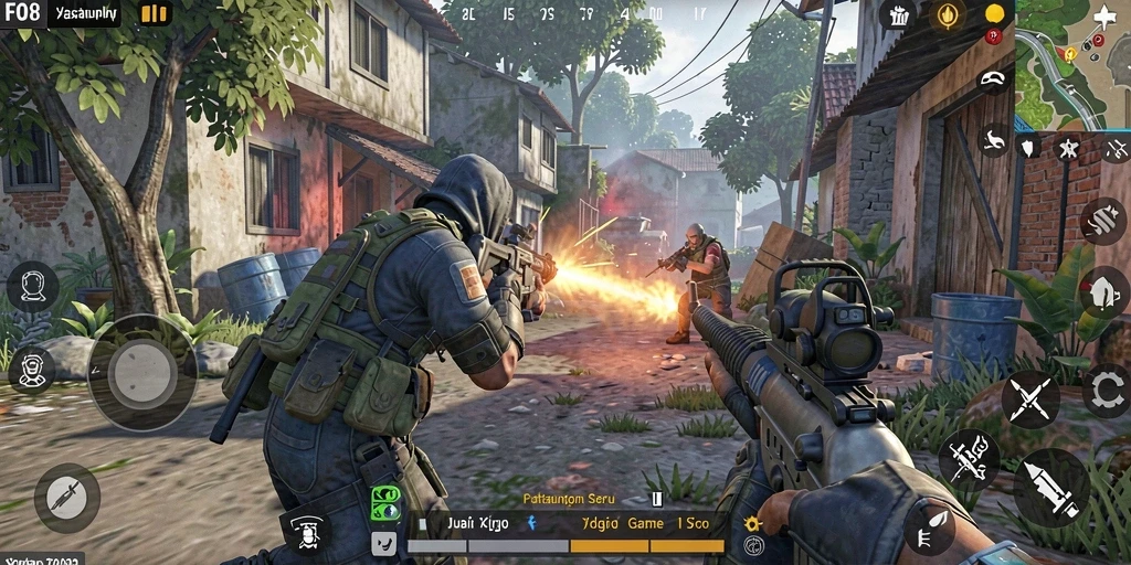 Screenshot utama FO8 menampilkan aksi gameplay yang intens dalam TPS.
