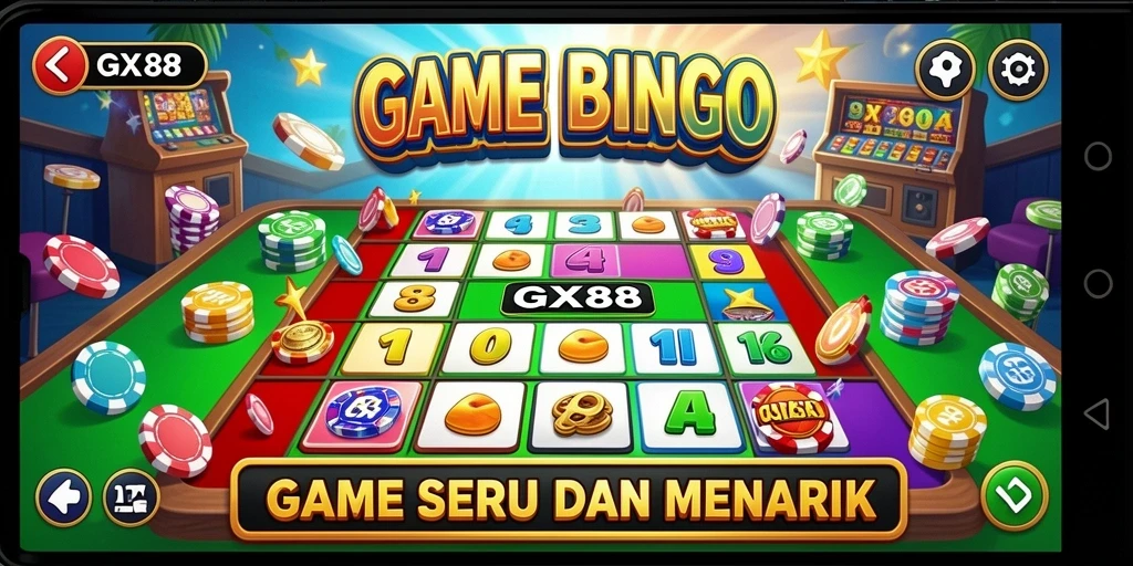 Tangkapan layar utama GX88 menampilkan antarmuka permainan Bingo yang menarik.