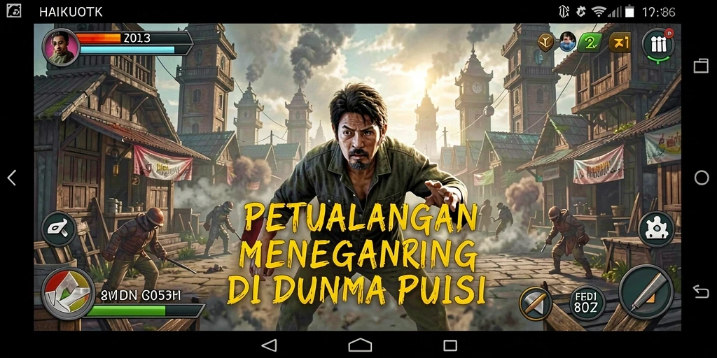 Screenshot gameplay HAIKUOTK menampilkan petualangan puitis yang indah.