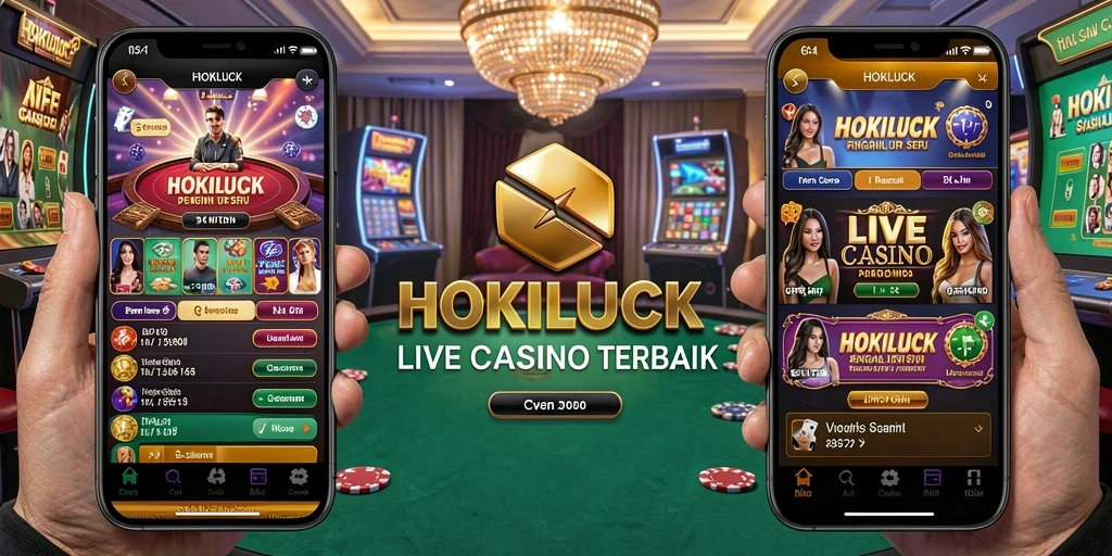 Screenshot HOKILUCK menampilkan dealer live dan permainan kasino yang seru.
