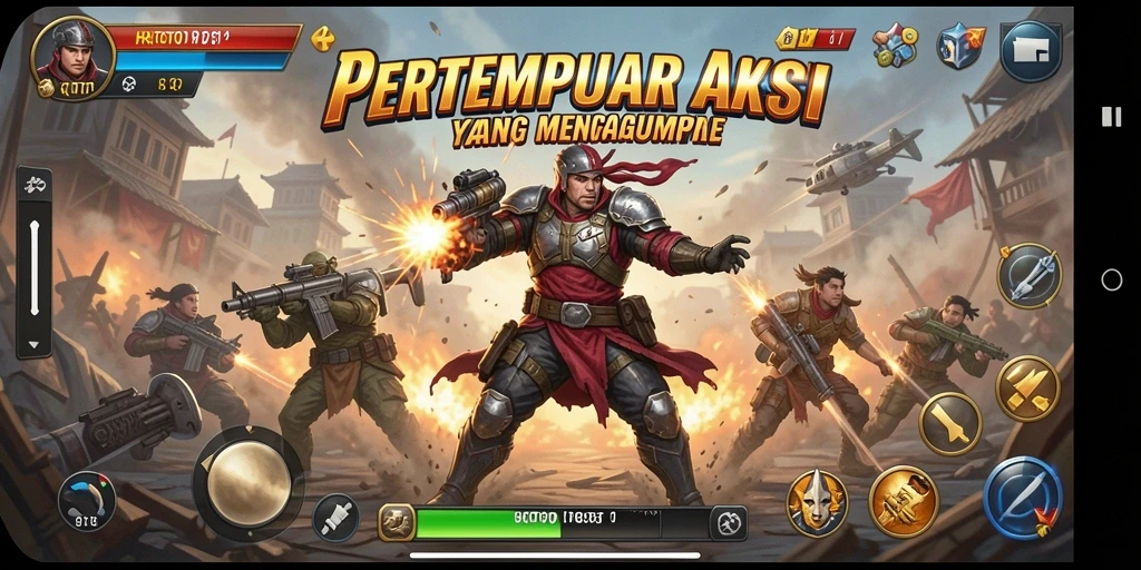 Screenshot gameplay HQTOTO menampilkan aksi pertempuran yang mendebarkan.