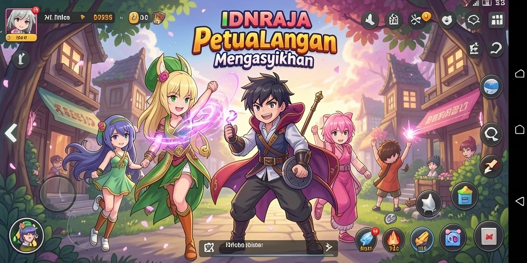 Screenshot gameplay <strong>IDNRAJA</strong> menampilkan karakter anime dalam aksi.