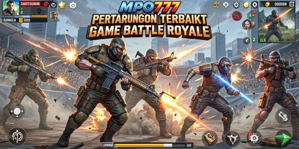 Tampilan gameplay seru dalam MPO777 Battle Royale dengan pertempuran mendebarkan.