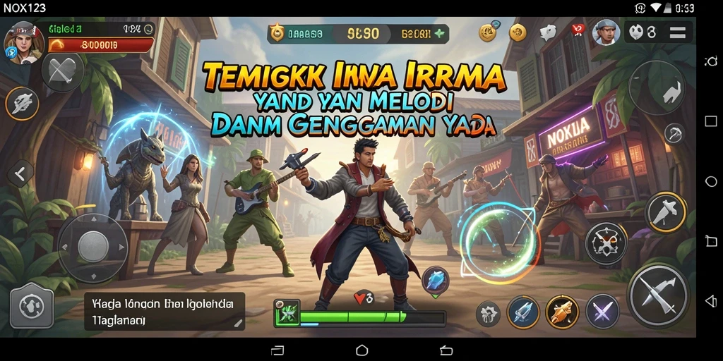 Tampilan antarmuka NOX123 yang menarik dan gameplay musik yang interaktif.