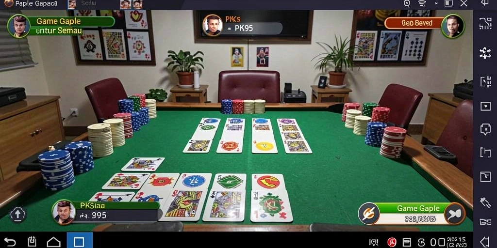 Screenshot gameplay PK95 menampilkan momen seru permainan Gaple.
