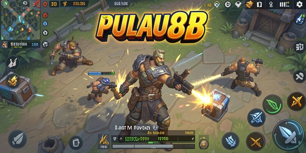 Tampilan seru dari gameplay PULAU88 di medan pertempuran Battle Royale.