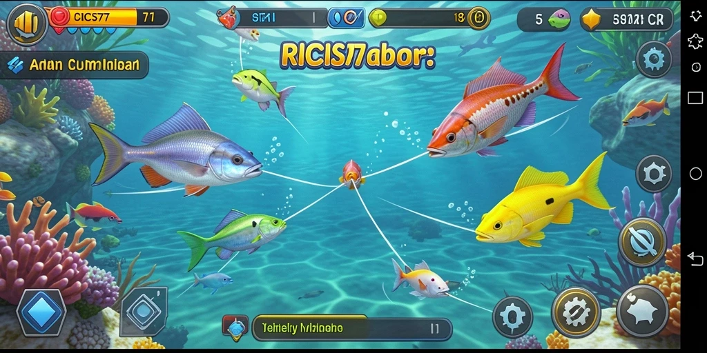 Screenshot RICIS77 menampilkan gameplay Tembak Ikan yang menyenangkan.