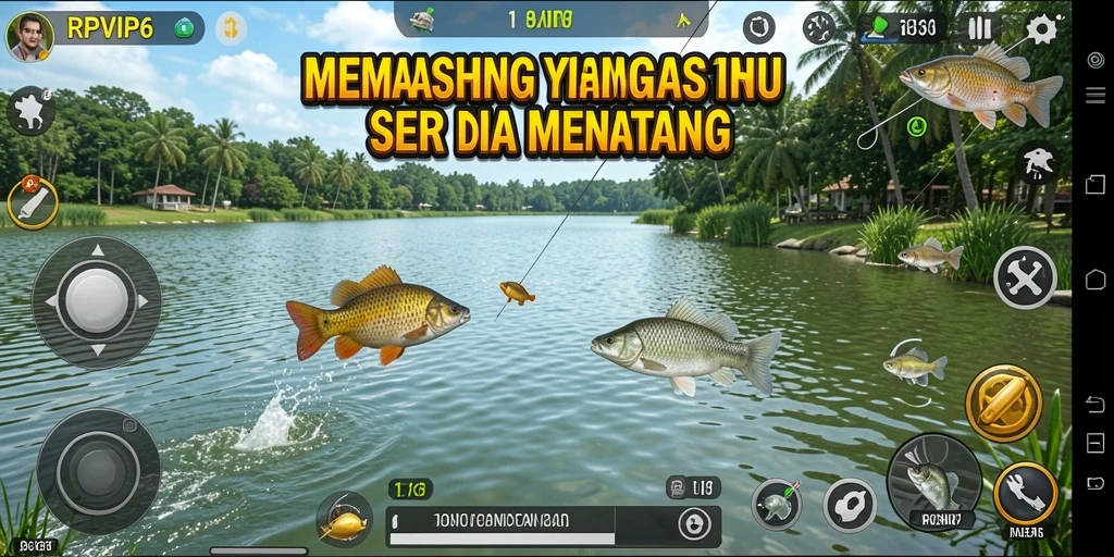 Tampilan gameplay menegangkan saat berburu ikan besar.