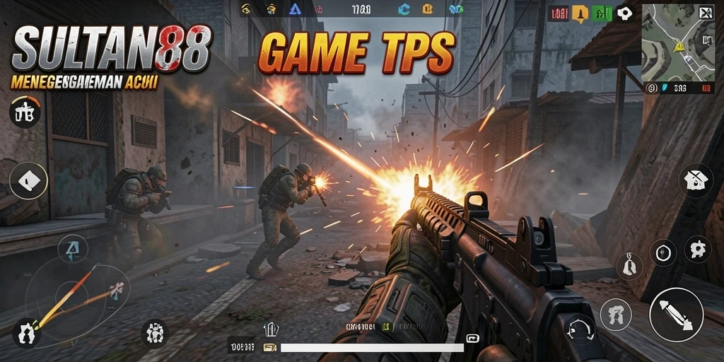 Tampilan gameplay mendebarkan di SULTAN88 dengan aksi TPS.
