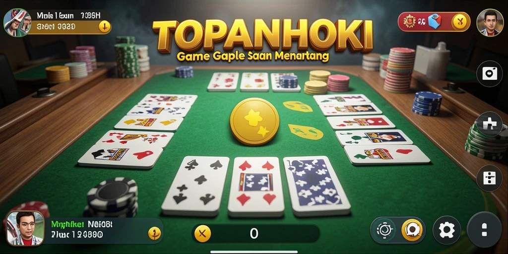 Tangkapan layar gameplay TOPANHOKI dengan suasana seru bermain Gaple.