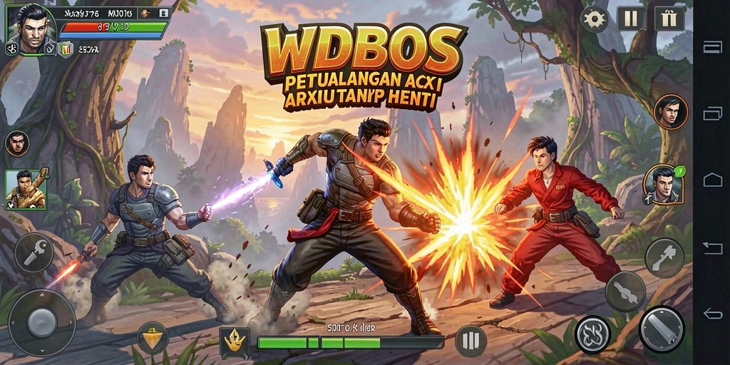 Screenshot gameplay WDBOS yang penuh aksi dan petualangan.